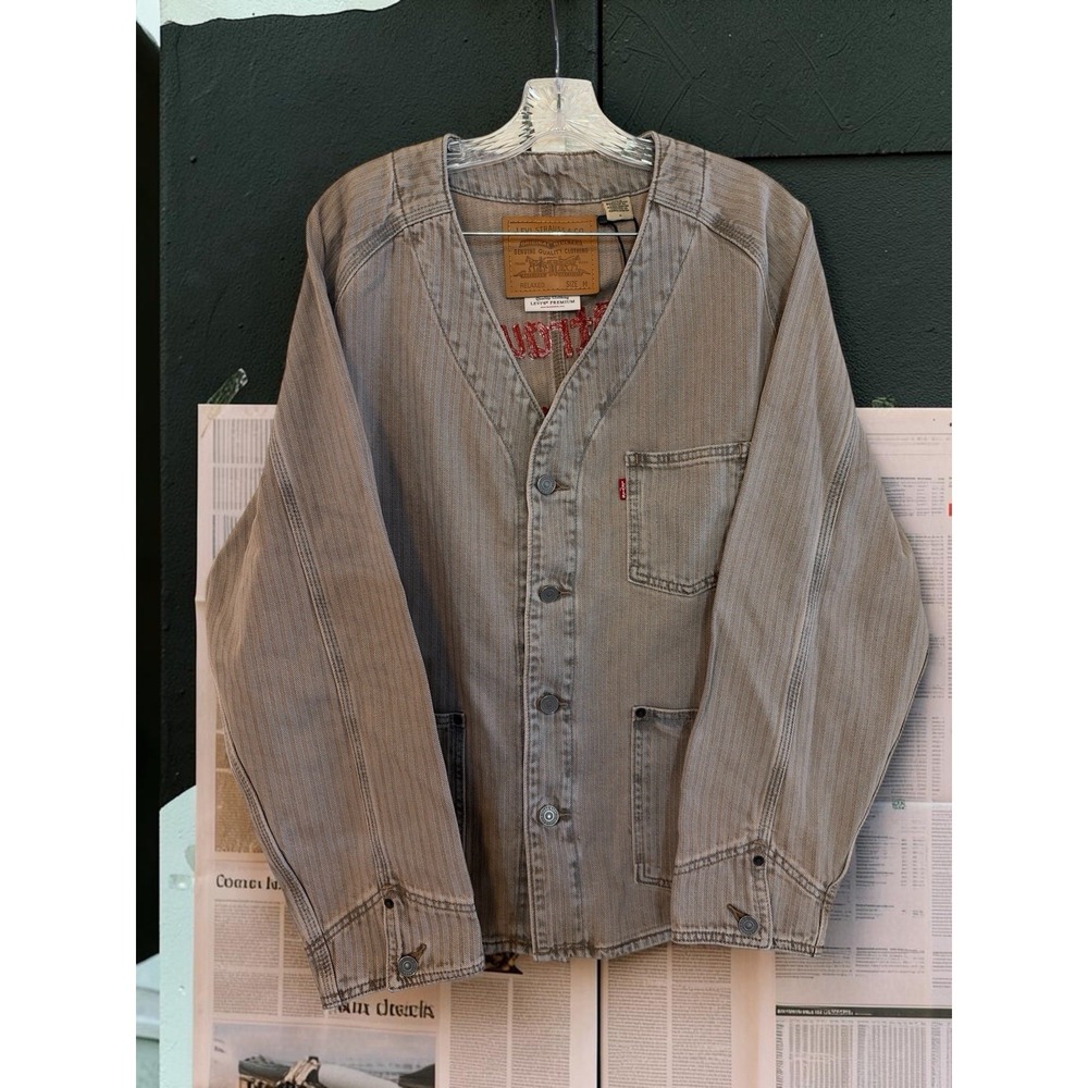 Levi's Union Engineer Coat Beige Denim Cardigan Relaxed Fit Men's Medium NWT